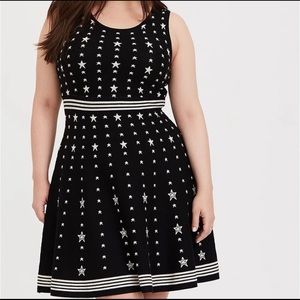 Torrid knit star dress black silver fit flare 5 5x